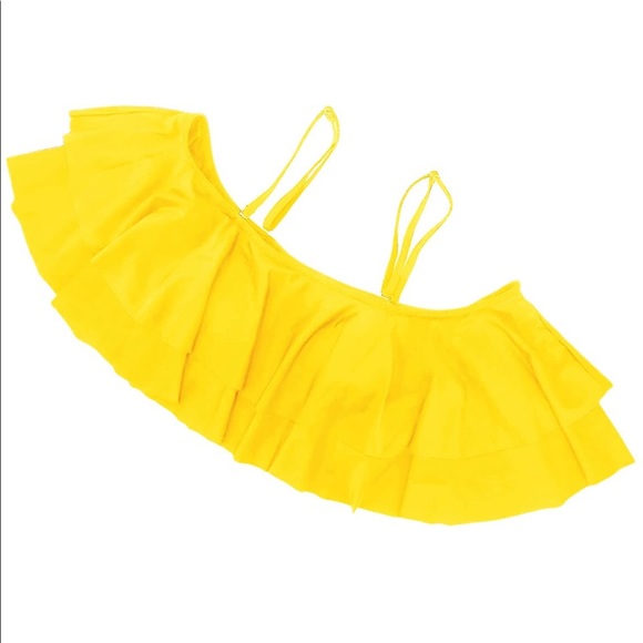 TEMPT ME Lemon Yellow Flounce Ruffle Off Shoulder Swimsuit Top Size Medium - Picture 6 of 6